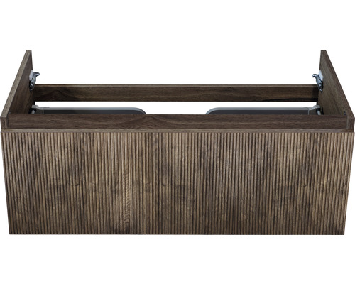 Meuble sous-vasque Sanox Frozen couleur de façade charleston 100 x 40 x 45 cm Meuble sous-lavabo avec structure en bois rainuré