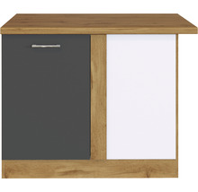 Meuble bas avec une porte grise et une porte blanche