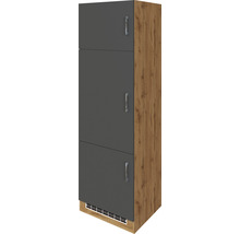 Armoire haute avec trois portes grises et poignées
