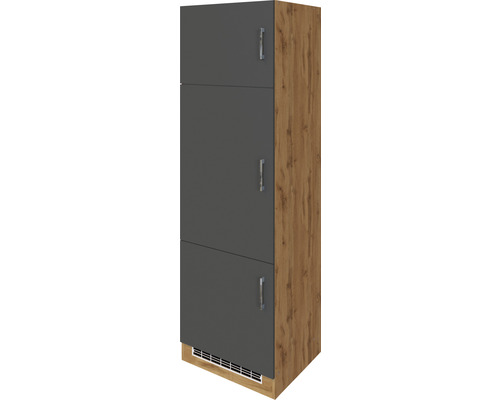 Armoire réfrigérateur Held Möbel pour réfrigérateur encastré 88 Sorrento lxpxh 60x60x200 cm anthracite mat démontée tirant réversible (montage à gauche ou à droite)