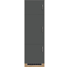 Armoire haute avec trois portes grises et grille de ventilation
