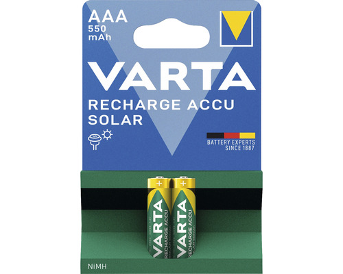 Varta Recharge Accu Solar AAA-Batterien, 550 mAh, Zweierpack