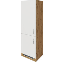 Armoire haute avec deux portes et structure en bois sur le côté