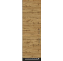 Réfrigérateur avec façade en bois et deux poignées