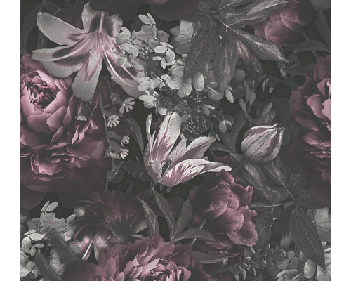Papier peint intissé 38509-3 Pint Walls Floral rose trémière gris
