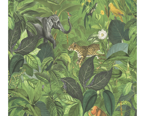 Papier peint intissé 38724-1 Pint Walls animaux de la jungle vert