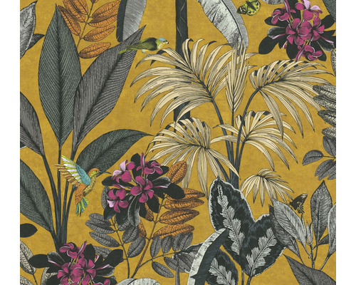 Papier peint intissé 38738-1 Pint Walls nature feuilles jaune Papier peint avec motifs de plantes et d''animaux