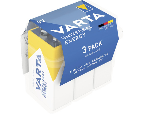 Piles Varta Energy E 9 Volts 3 pièces Piles Varta Energy E 9 Volts 3 pièces