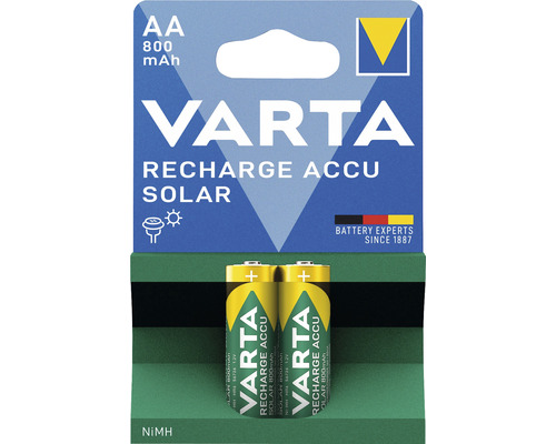 Piles rechargeables Varta Solar AA-Mignon 800 mAh 2 pièces