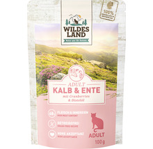 Katzenfutter nass WILDES LAND Kalb und Ente mit Cranberries mit wertvollen Superfoods, getreidefrei, Glutenfrei 100 g
