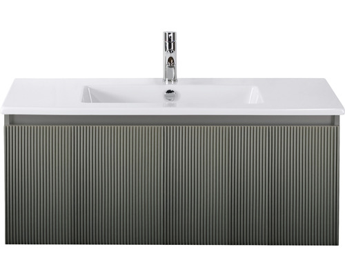 Badmöbelset 2-teilig Einzelbadmöbel Sanox Frozen 3D BxHxT 101 x 42 x 46 cm Frontfarbe petrol mit Waschtisch Keramik weiß 75740261 Waschtisch mit Waschbecken und Unterschrank
