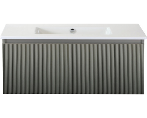 Badmöbelset 2-teilig Einzelbadmöbel Sanox Frozen 3D BxHxT 101 x 42 x 46 cm Frontfarbe petrol mit Waschtisch Keramik weiß 75740361 Waschtischunterschrank mit Waschbecken