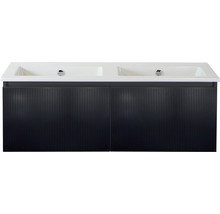 Doppelwaschbecken mit Unterschrank Sanox FROZEN 3D BxHxT 121x42x46 cm Frontfarbe schwarz matt 75740532