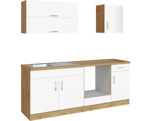 Held Möbel Küchenzeile Sorrento 210 cm weiß matt zerlegt Variante reversibel