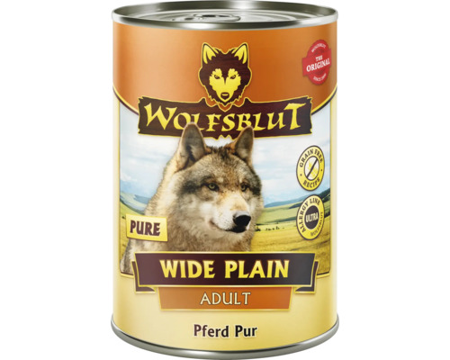 Pâtée pour chien WOLFSBLUT Wide Plain Pure Adult, cheval avec des supers aliments précieux, sans céréales, sans gluten 395 g-0