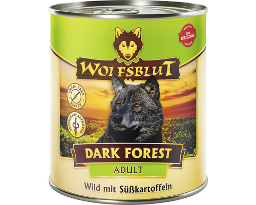 Pâtée pour chien WOLFSBLUT Dark Forest Adult, gibier avec patates douces avec des supers aliments précieux, sans céréales, sans gluten 800 g