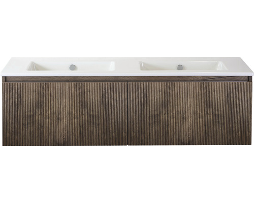 Doppelwaschbecken mit Unterschrank Sanox FROZEN 3D BxHxT 141x42x46 cm Frontfarbe charleston 75740764 Doppelwaschbecken mit Unterschrank Sanox FROZEN 3D BxHxT 141x42x46 cm Frontfarbe charleston 75740764