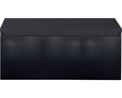 Waschtischunterschrank Sanox Frozen 3D BxHxT 100 x 43 cm x 45 cm Frontfarbe schwarz matt mit Waschtischplatte Waschtischunterschrank Sanox Frozen 3D BxHxT 100 x 43 cm x 45 cm Frontfarbe schwarz matt mit Waschtischplatte