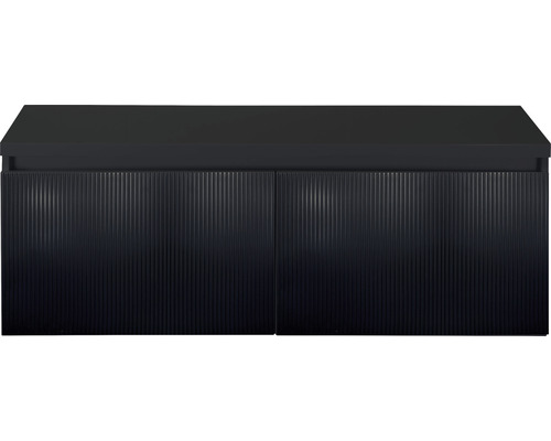 Waschtischunterschrank Sanox Frozen 3D BxHxT 120 x 43 cm x 45 cm Frontfarbe schwarz matt mit Waschtischplatte