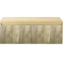 Meuble sous-vasque Sanox Frozen 3D lxhxp 120 x 43 cm x 45 cm couleur de façade chêne français avec plan de toilette
