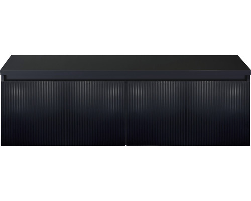 Waschtischunterschrank Sanox Frozen 3D BxHxT 140 x 43 cm x 45 cm Frontfarbe schwarz matt mit Waschtischplatte Waschtischunterschrank Sanox Frozen 3D BxHxT 140 x 43 cm x 45 cm Frontfarbe schwarz matt mit Waschtischplatte
