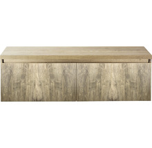 Waschtischunterschrank Sanox Frozen 3D BxHxT 140 x 43 cm x 45 cm Frontfarbe französische Eiche mit Waschtischplatte