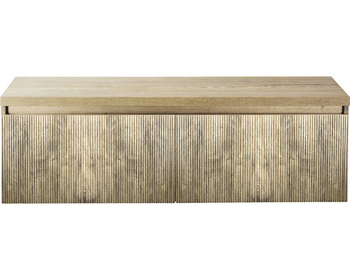 Waschtischunterschrank Sanox Frozen 3D BxHxT 140 x 43 cm x 45 cm Frontfarbe französische Eiche mit Waschtischplatte Waschtischunterschrank Sanox Frozen 3D BxHxT 140 x 43 cm x 45 cm Frontfarbe französische Eiche mit Waschtischplatte