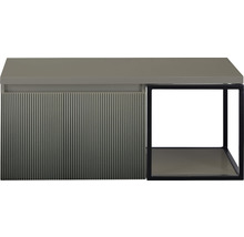 Meuble sous-vasque Sanox Frozen 3D lxhxp 100 x 43 cm x 45 cm couleur de façade pétrole avec plan de toilette et étagère latérale noir mat