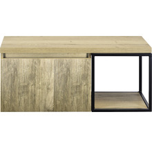 Meuble sous-vasque Sanox Frozen 3D lxhxp 100 x 43 cm x 45 cm couleur de façade chêne français avec plan de toilette et étagère latérale noir mat