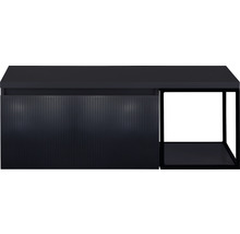 Waschtischunterschrank Sanox Frozen 3D BxHxT 120 x 43 cm x 45 cm Frontfarbe schwarz matt mit Waschtischplatte und Seitenregal