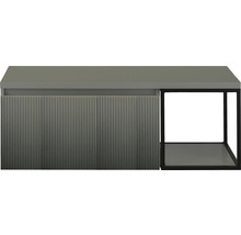 Waschtischunterschrank Sanox Frozen 3D BxHxT 120 x 43 cm x 45 cm Frontfarbe petrol mit Waschtischplatte und Seitenregal schwarz matt