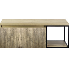 Waschtischunterschrank Sanox Frozen 3D BxHxT 120 x 43 cm x 45 cm Frontfarbe französische Eiche mit Waschtischplatte und Seitenregal schwarz matt