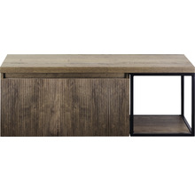 Waschtischunterschrank Sanox Frozen 3D BxHxT 120 x 43 cm x 45 cm Frontfarbe charleston mit Waschtischplatte und Seitenregal schwarz matt