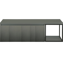 Waschtischunterschrank Sanox Frozen 3D BxHxT 140 x 43 cm x 45 cm Frontfarbe petrol mit Waschtischplatte und Seitenregal schwarz matt