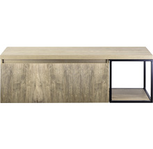 Waschtischunterschrank Sanox Frozen 3D BxHxT 140 x 43 cm x 45 cm Frontfarbe französische Eiche mit Waschtischplatte und Seitenregal schwarz matt
