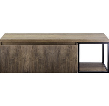 Waschtischunterschrank Sanox Frozen 3D BxHxT 140 x 43 cm x 45 cm Frontfarbe charleston mit Waschtischplatte und Seitenregal schwarz matt