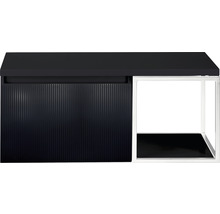 Meuble sous-vasque Sanox Frozen 3D lxhxp 100 x 43 cm x 45 cm couleur de façade noir mat avec plan de toilette et étagère latérale blanc mat