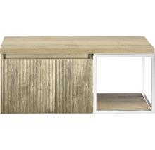 Meuble sous-vasque Sanox Frozen 3D lxhxp 100 x 43 cm x 45 cm couleur de façade chêne français avec plan de toilette et étagère latérale blanc mat