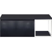 Waschtischunterschrank Sanox Frozen 3D BxHxT 120 x 43 cm x 45 cm Frontfarbe schwarz matt mit Waschtischplatte und Seitenregal weiß matt