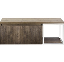 Holzkonsole mit Ablage und Metallrahmen