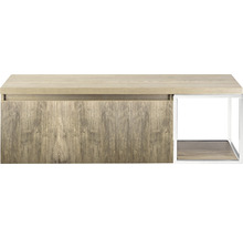 Waschtischunterschrank Sanox Frozen 3D BxHxT 140 x 43 cm x 45 cm Frontfarbe französische Eiche mit Waschtischplatte und Seitenregal weiß matt