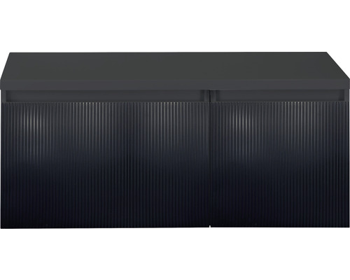 Waschtischunterschrank Sanox Frozen 3D BxHxT 100 (60/40) x 43 cm x 45 cm Frontfarbe schwarz matt mit Waschtischplatte
