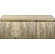 Waschtischunterschrank Sanox Frozen 3D BxHxT 120 (80/40) x 43 cm x 45 cm Frontfarbe französische eiche mit Waschtischplatte