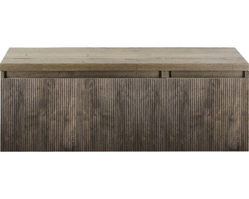 Waschtischunterschrank Sanox Frozen 3D BxHxT 120 (80/40) x 43 cm x 45 cm Frontfarbe charleston mit Waschtischplatte Waschtischunterschrank Sanox Frozen 3D BxHxT 120 (80/40) x 43 cm x 45 cm Frontfarbe charleston mit Waschtischplatte