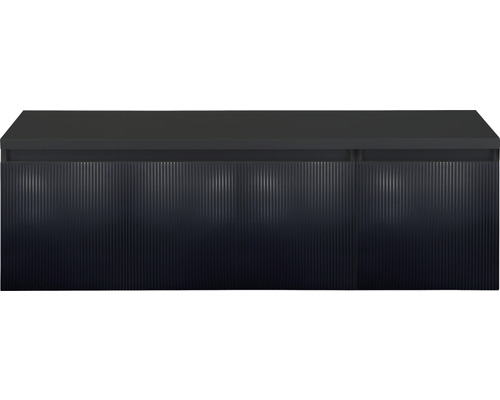 Waschtischunterschrank Sanox Frozen 3D BxHxT 140 (100/40) x 43 cm x 45 cm Frontfarbe schwarz matt mit Waschtischplatte Waschtischunterschrank Sanox Frozen 3D BxHxT 140 (100/40) x 43 cm x 45 cm Frontfarbe schwarz matt mit Waschtischplatte