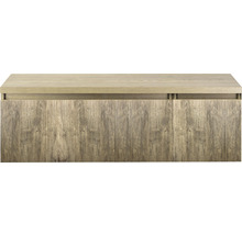 Waschtischunterschrank Sanox Frozen 3D BxHxT 140 (100/40) x 43 cm x 45 cm Frontfarbe französische eiche mit Waschtischplatte
