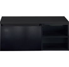 Meuble sous-vasque Sanox Frozen 3D lxhxp 100 x 43 cm x 45 cm couleur de façade noir mat avec plan de toilette et étagère