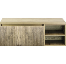 Waschtischunterschrank Sanox Frozen 3D BxHxT 120 x 43 cm x 45 cm Frontfarbe französische eiche mit Waschtischplatte und Regal