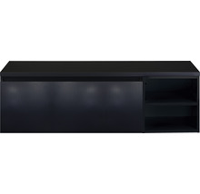 Waschtischunterschrank Sanox Frozen 3D BxHxT 140 x 43 cm x 45 cm Frontfarbe schwarz matt mit Waschtischplatte und Regal