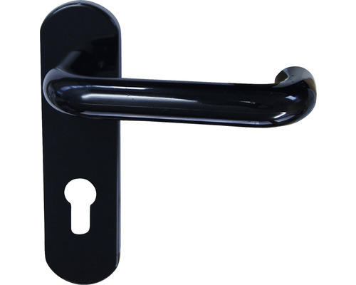 Poignée sur plaque courte nylon noir cylindre profilé pour portes intérieures Poignée de porte en métal